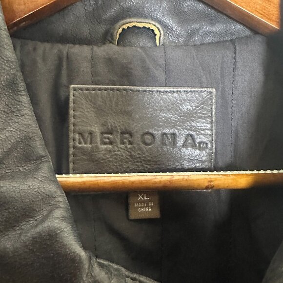 Merona Biker Moto Coat Leather Jacket Men XL Outerwear Button Zip Fall Winter - Picture 7 of 14